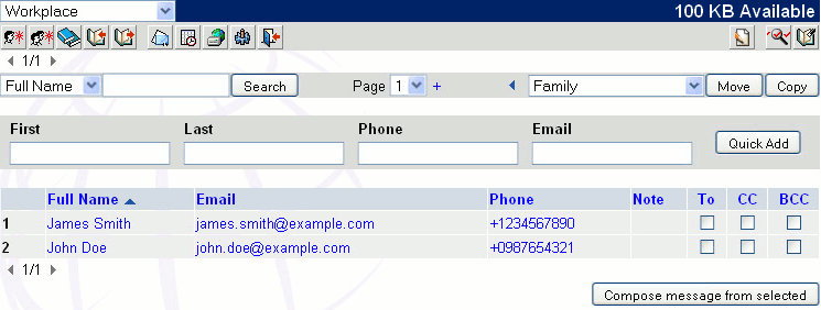 Address Book example